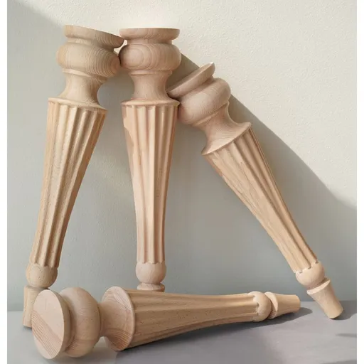 Reeded coffee table legs with round top - 1